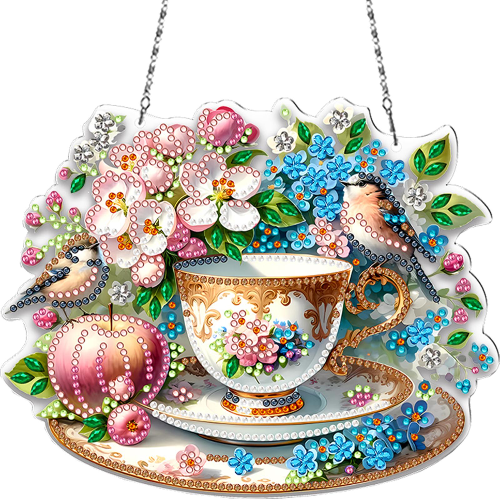 Acrylic Special Shaped Colorful Pattern Diamond Painting Hanging Ornaments Kit Diamond Painting Hanging Decorations for Beginner