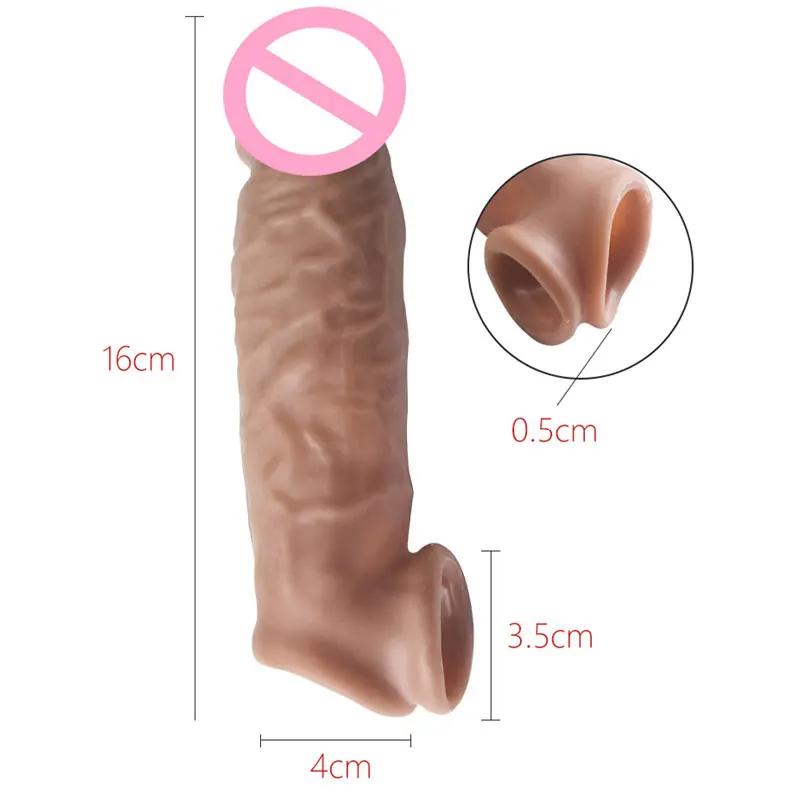 Lovers Penis Extension Ring Sleeve Reusable Penis Enlargement Male Cock Time Sex Toy For Men Organ Chastity Silicone Condoms 18+