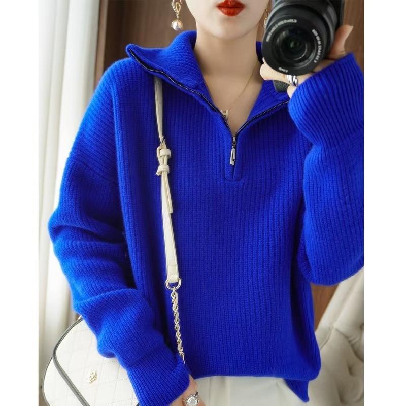 DAFIFY Damemote Uformelt Høst Vinter Ensfarget Print Langermet POLO Neck gensere