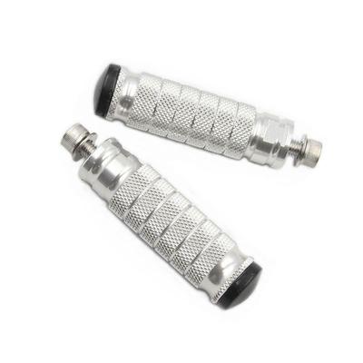 Muchas Sonrisas Motorcycle Step Bars, Front Foot Pedals, Aluminum Alloy, M8 Standard, Set of 1 (Left and Right) (Silver)
