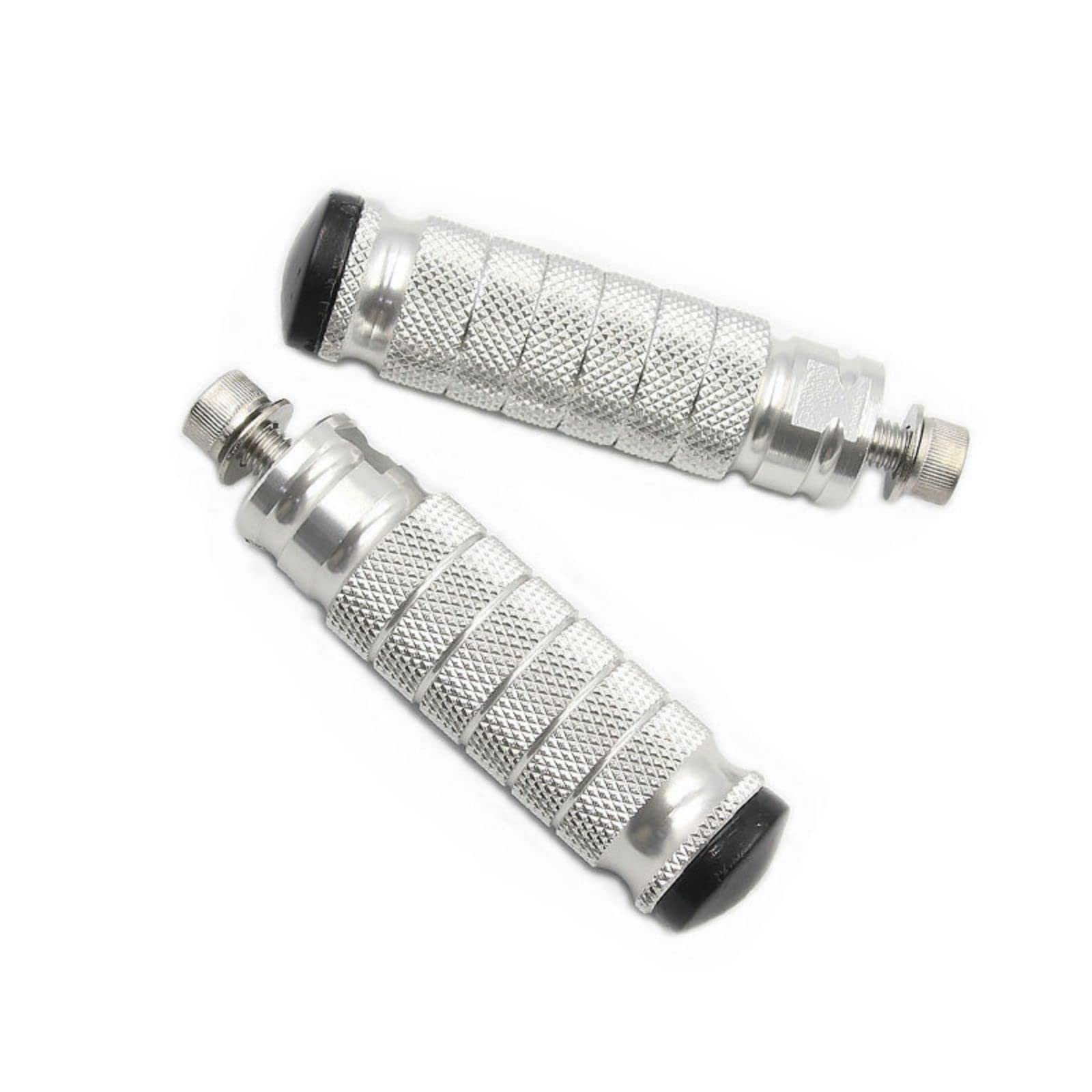 Много улыбок Подножки для мотоцикла, Передние педали для ног, Алюминиевый сплав, Стандарт M8, Комплект из 1 шт. (Лево и право) (Серебряный)