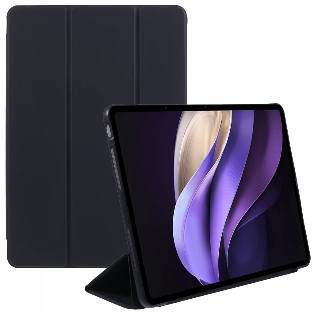For vivo Pad3 Pro PU Leather Case Soft Silicone Tablet Cover Tri-fold Stand Protective Shell