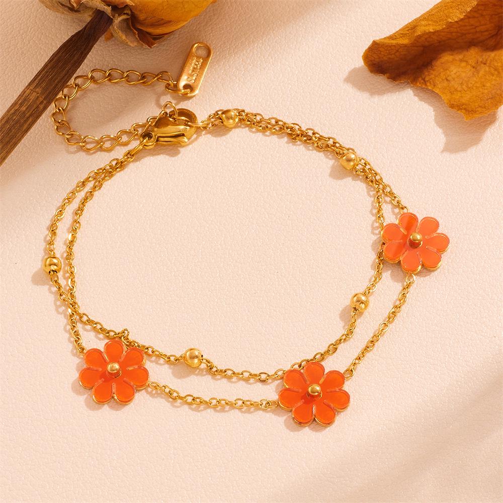 Non-Fading Titanium Steel Daisy Jewelry Set: Stainless Steel Earrings, Bracelet & Necklace for Women