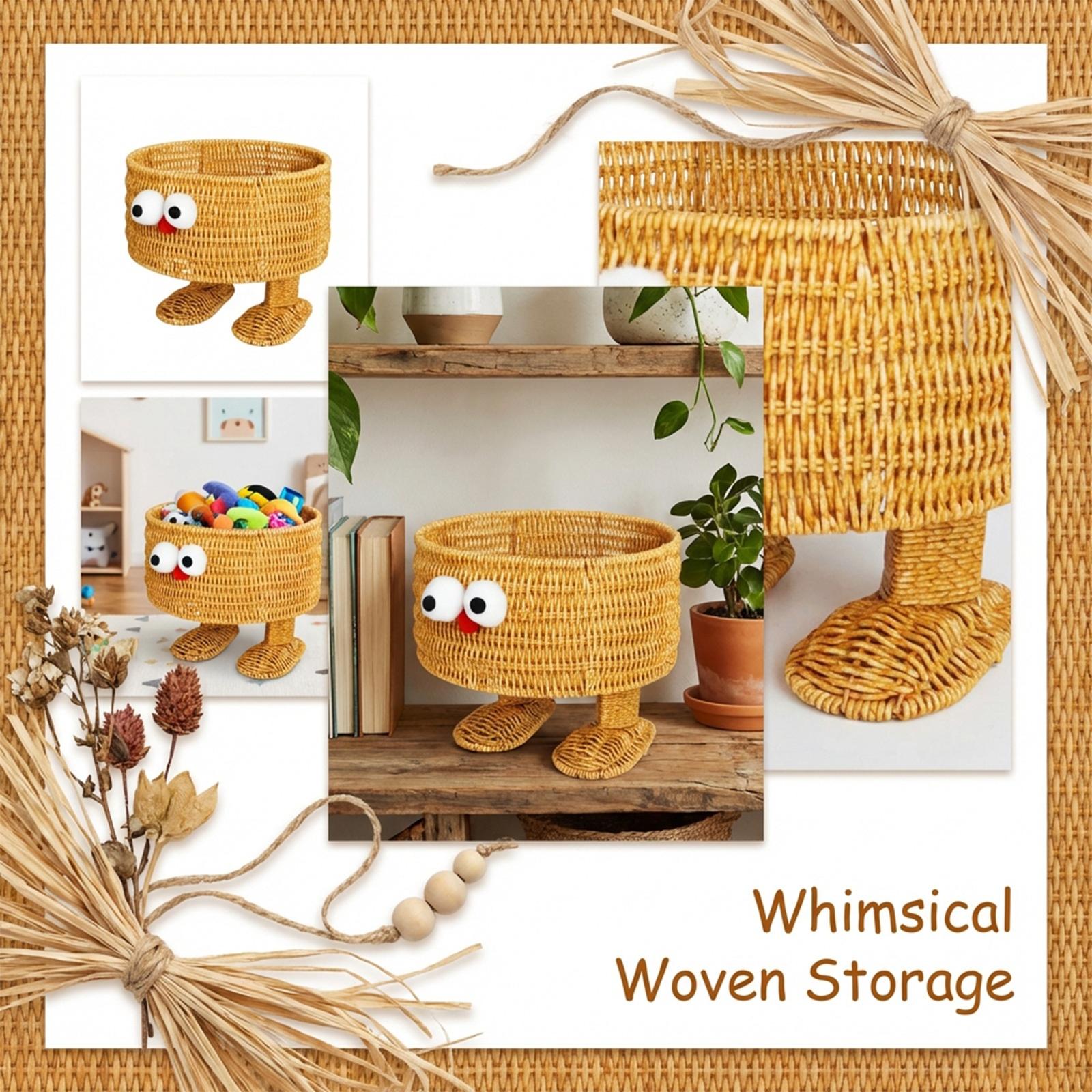 Faux Rattan Storage Basket Creative Multi Purpose Organizer One Size