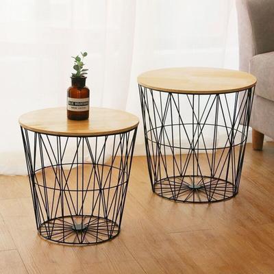 Round Coffee Table with Removable Wooden Lid Heavy Duty Multifunctional