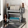 Starry Grey Double Layer Kitchen Dish Drying & Storage Rack