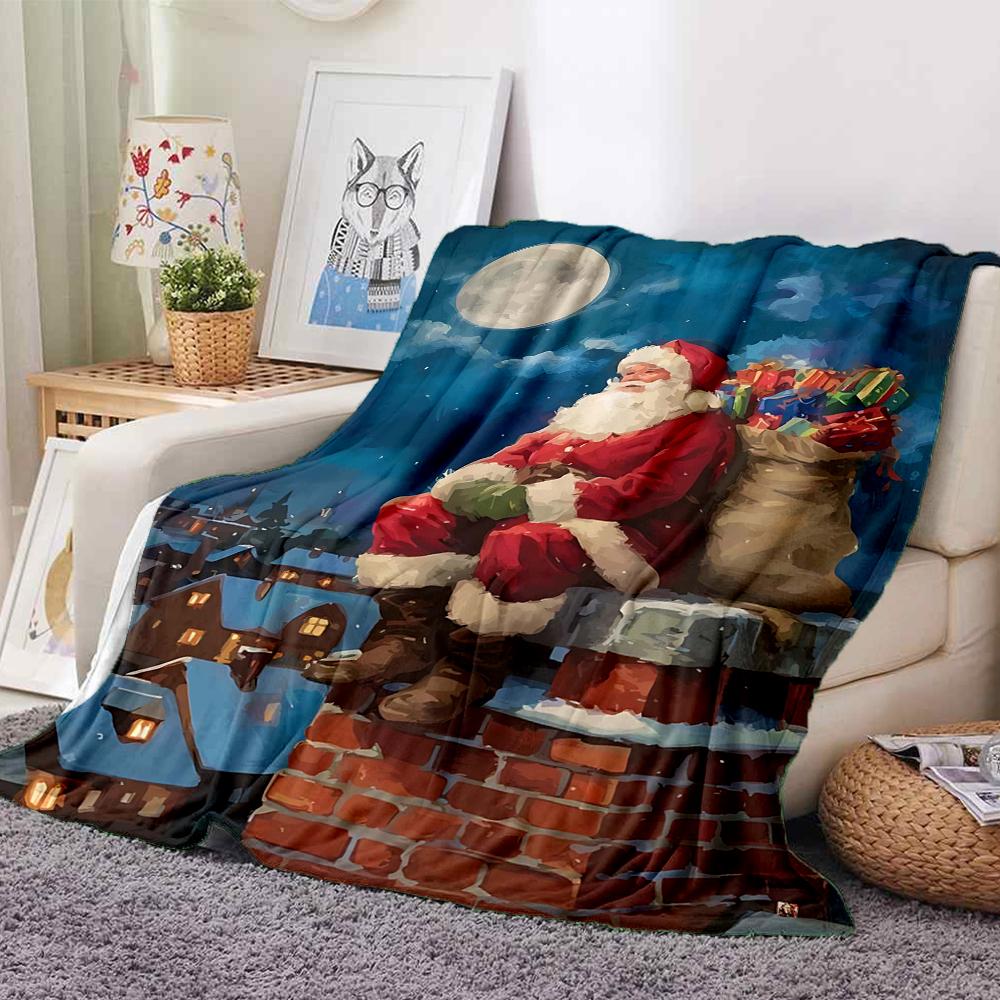 1Pc Santa Claus Chimney Blanket Soft And Comfortable Casual Warm Camping Travel Christmas Halloween Gift M9178