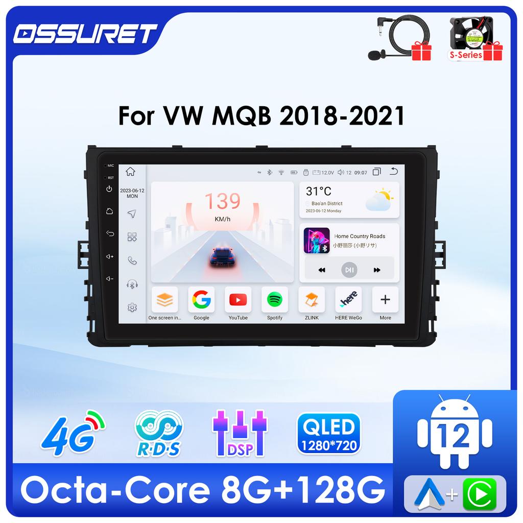 OSSURET 360 Camera Carplay 4G 2din Android Car Radio For VW MQB Polo Plus T-Cross Zoals T-Kruis T-Roc Tharu Sagitar Intelligent Autoradio GPS Stereo