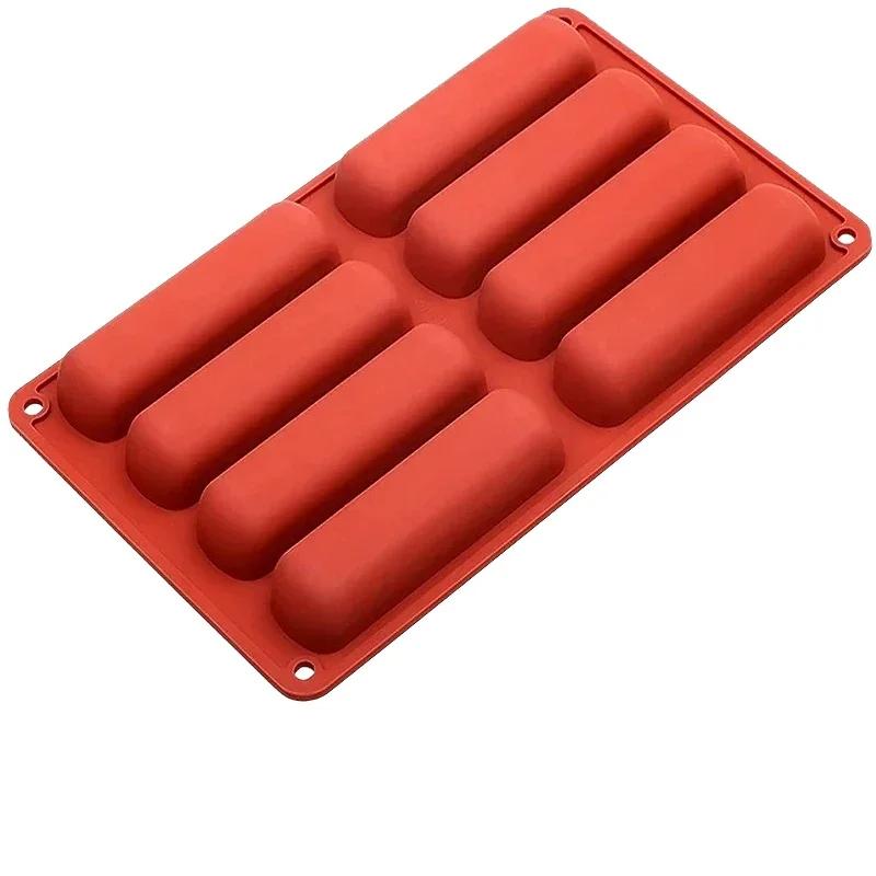 8-Cavity Silicone Cake Mold, 3D Long Strip Silicone Molds, Mousse Cake, Chocolate Mold for French Dessert