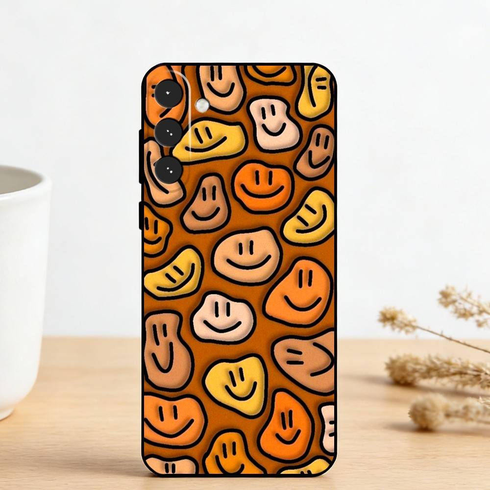 C-Cute Smile A-Art Handyhülle für Samsung Galaxy A73, A72, A71, A70, A53, A52, A51, Andere Weiche Schwarze Hülle