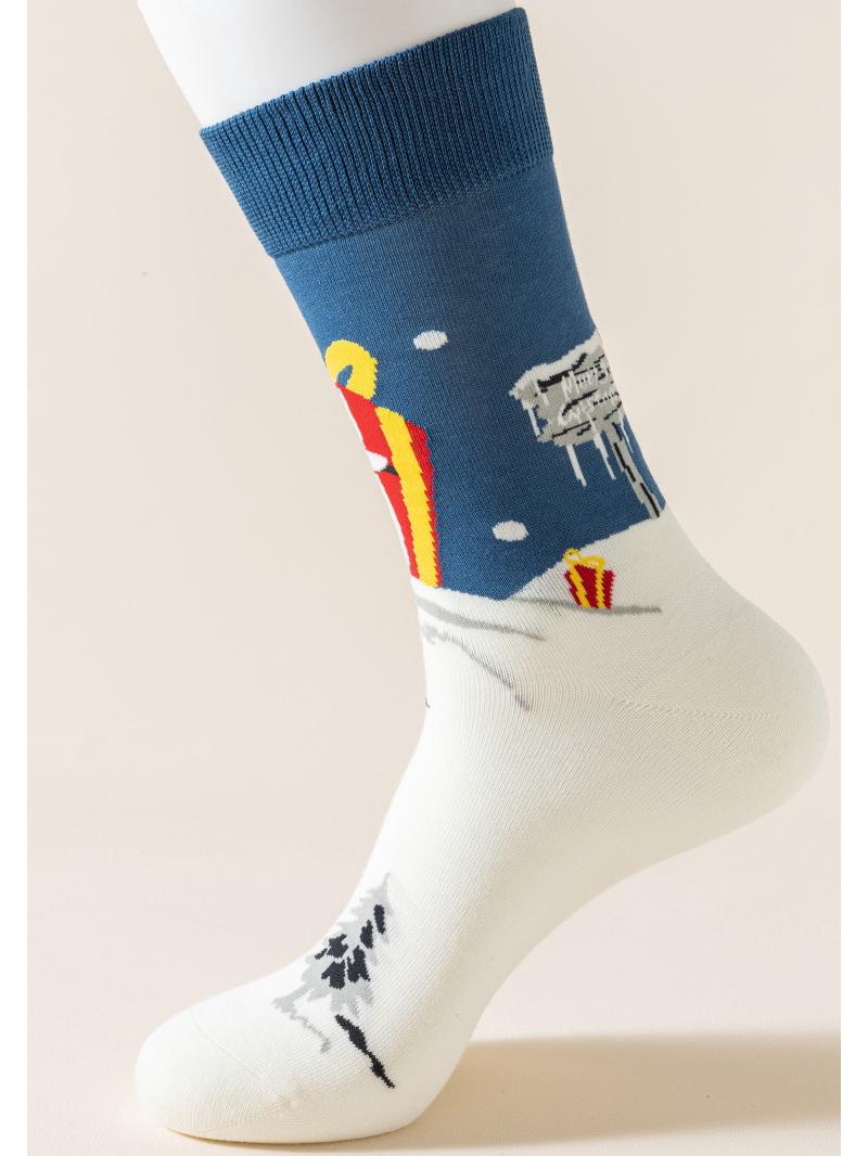 

Красочные Модные Хлопковые Повседневные Мужские Носки до середины икры на Рождество EU Size: 41-46