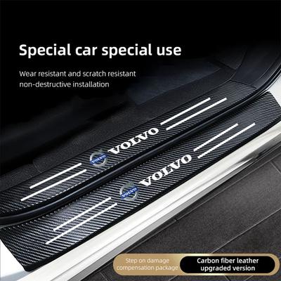 Car Door Sill Scuff Plate Decor Carbon Fiber Stickers For S90 V90 V60 V40 XC90 S60 XC60 V70 XC40 S80 T6 EX90 EM90