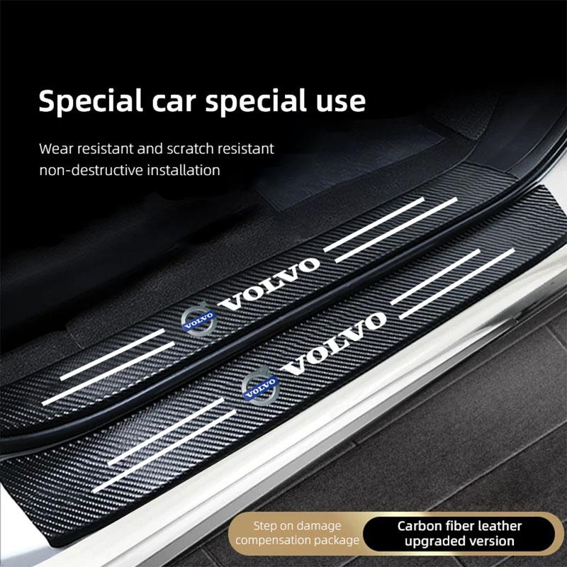 Car Door Sill Scuff Plate Decor Carbon Fiber Stickers For Volvo S90 V90 V60 V40 XC90 S60 XC60 V70 XC40 S80 T6 EX90 EM90