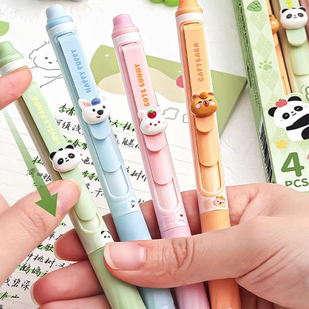 4pcs INS Erasable Gel Pen Cute Neutral Pen Cartoon Erasable Pens Writing Supplies