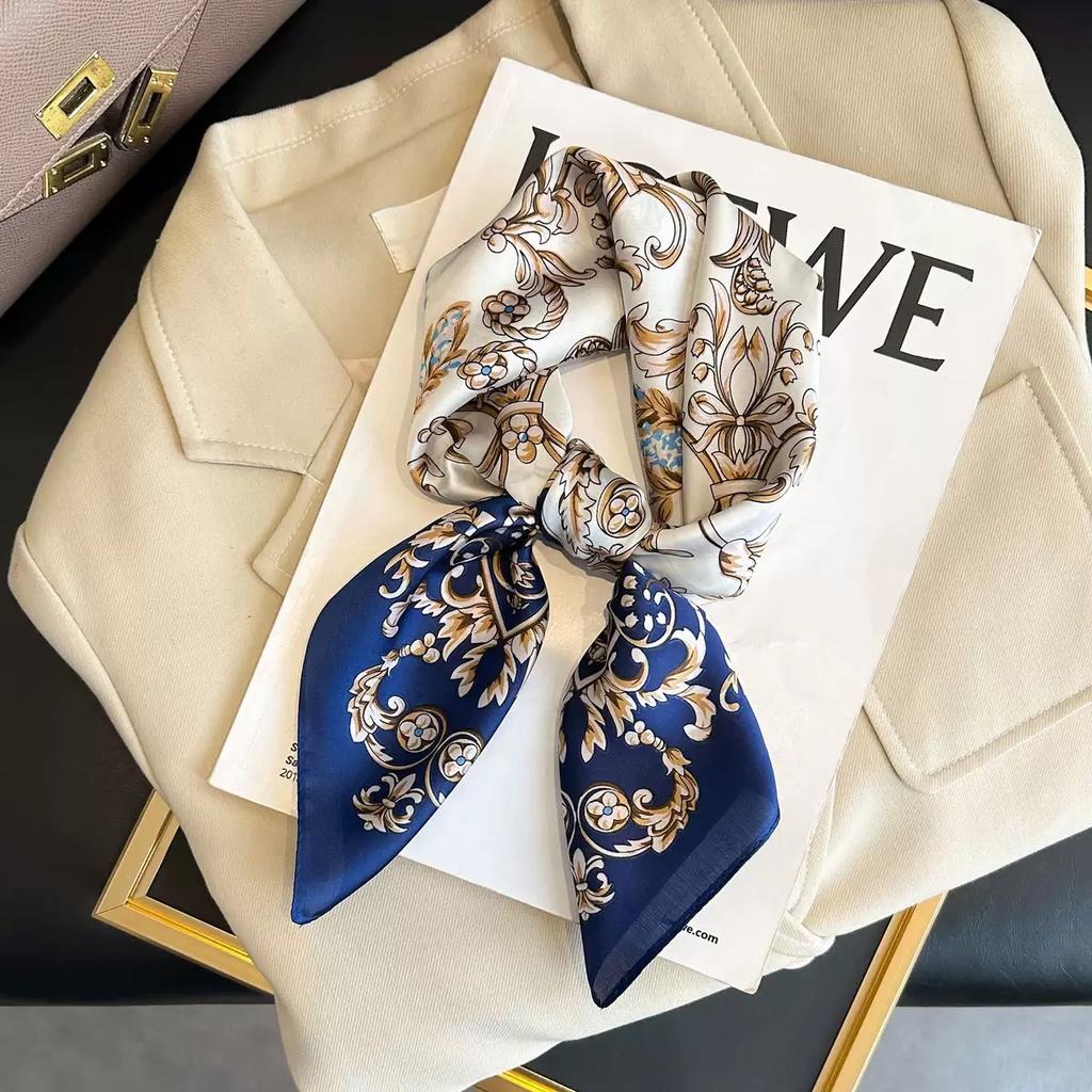Luxury Print Square Silk Scarfs For Women Decorate Neck Ties Fashion 70*70Cm Kerchief Lady Summer Beach Hijab Female Neckerchief