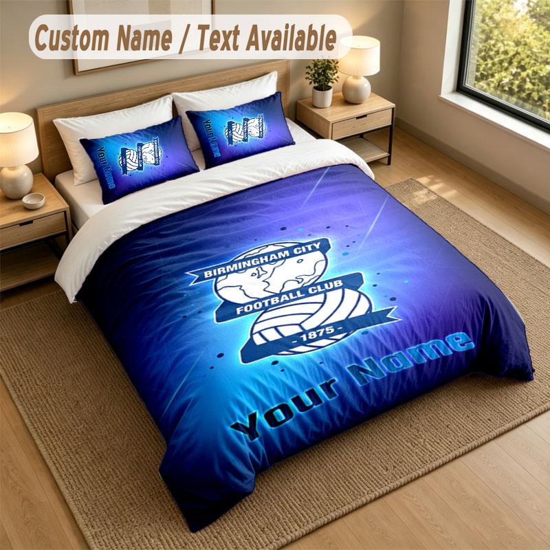Bedding Set 1 Duvet Cover 2 Pillowcases BIRMINGHAM CITY Football Print Soft Bed Linen Bedroom Decor