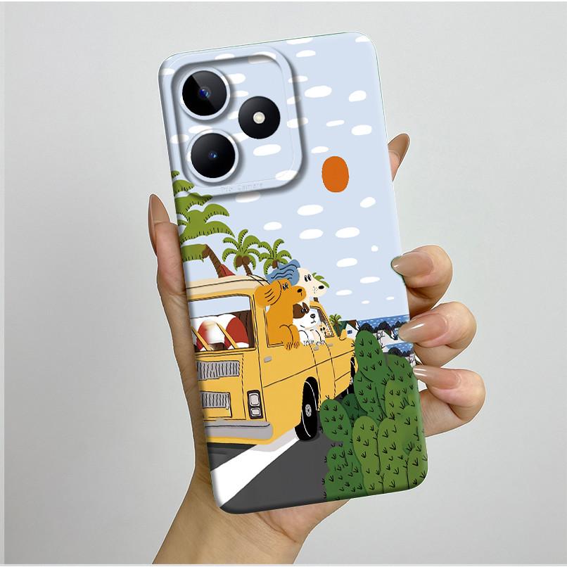 For Realme C51 C53 Case RMX3830 RMX3760 Shell Pretty Flower Full Back Cover for RealmeC51 C53 C61 C63 C 51 S Soft Silicone Funda