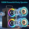 Altoparlante Bluetooth 100W Portatile Grande Potente Bassi Profondi Suono Forte Wireless Boombox con Subwoofer TWS Luci LED DSP Grandi Altoparlanti in Legno