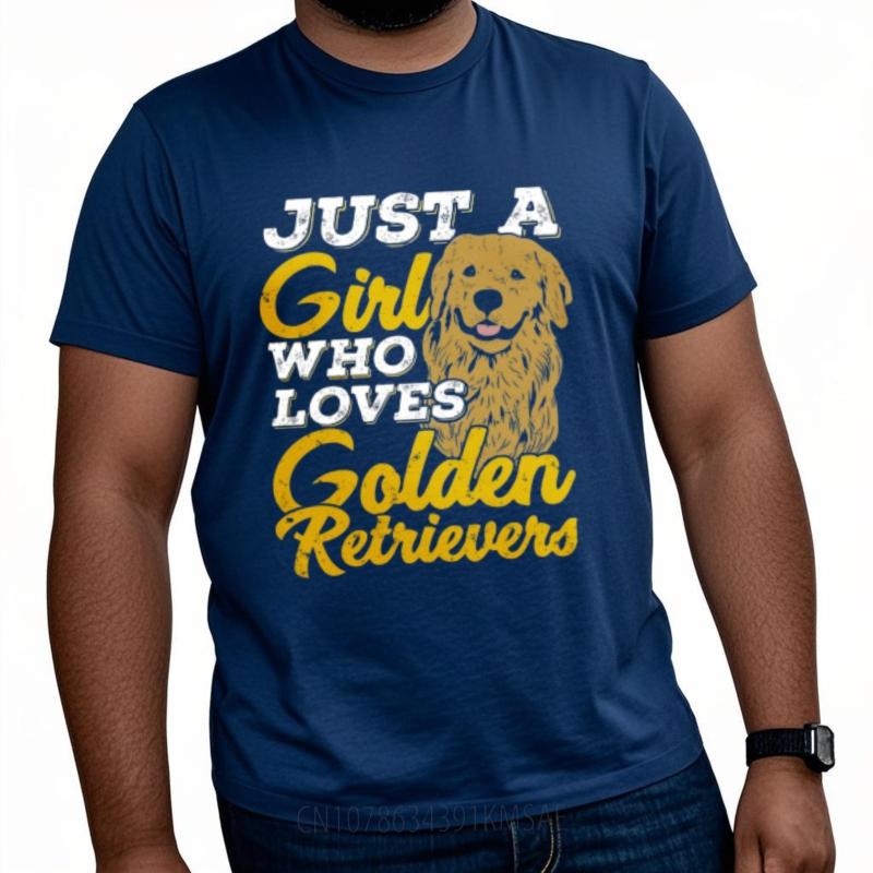 Relaxed Fit For Her Round Neck T Shirt Vintage Just A Girl Who Loves Golden Retrievers Retro Unisex Tee Shirt Comfort Tshirt