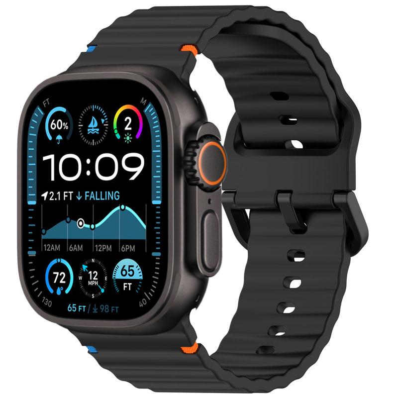 

Silicone strap For Apple watch Band 44mm 40mm 49mm 46mm 45mm 42mm Sport Correas Bracelets iWatch series 11 10 9 8 7 SE ultra2 3 S10-42mm 38 40 41mm чёрный
