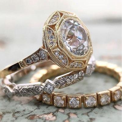 Sanjie Geometrisches Ring-Set: Europäischer & Amerikanischer Modeschmuck für Damen