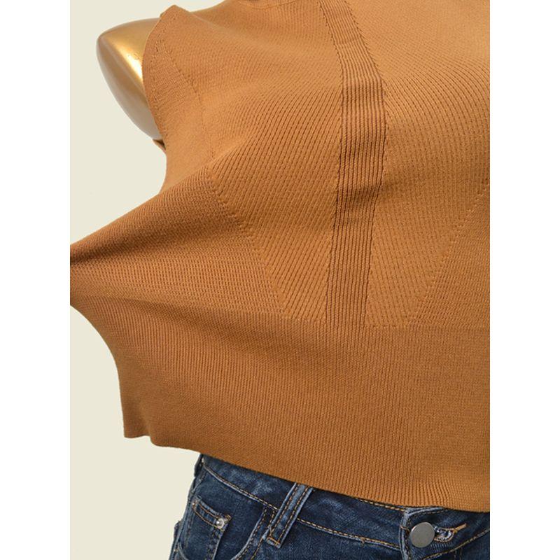 Fashion Style Turtleneck Minimalist Casual Inner Sweater Foreign Trade Original Order High Elastic Silm Sleeveless Vest