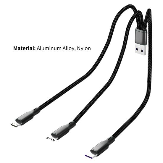 Datenkabel mit schneller Übertragung, 3 Ladeanschlüsse, stabiler Ladeanschluss, 1 8-poliger Micro-USB-Typ-C-Anschluss