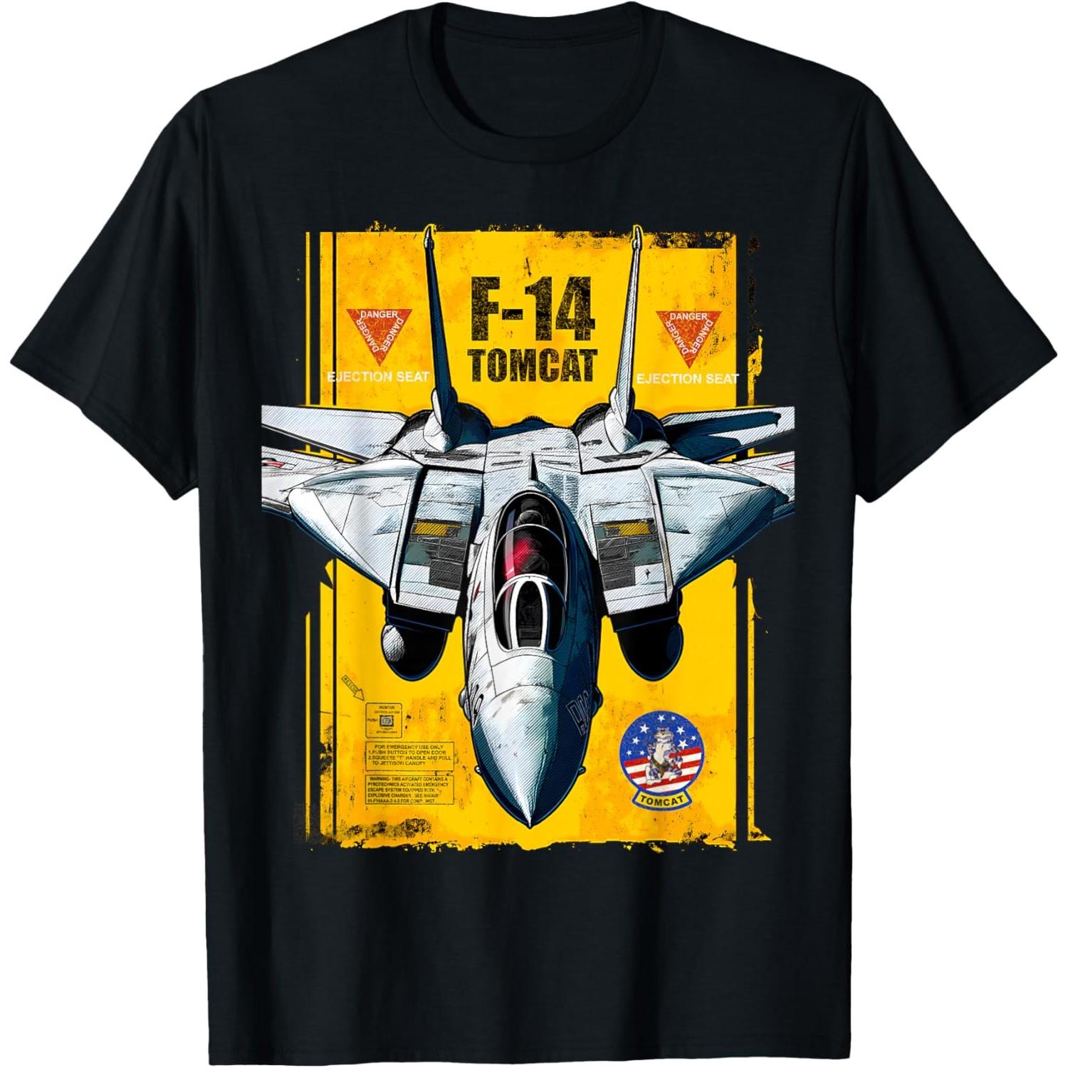 F-14 Tomcat Fighter Jet Graphic Tee Military Aviation Cool Print Men s T-Shirt Casual Round Neck S разноцветный