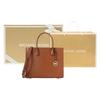 MICHAEL KORS Mercer classic leather accordion solid color commuting cow split leather shoulder crossbody handbag large size women's leather brown