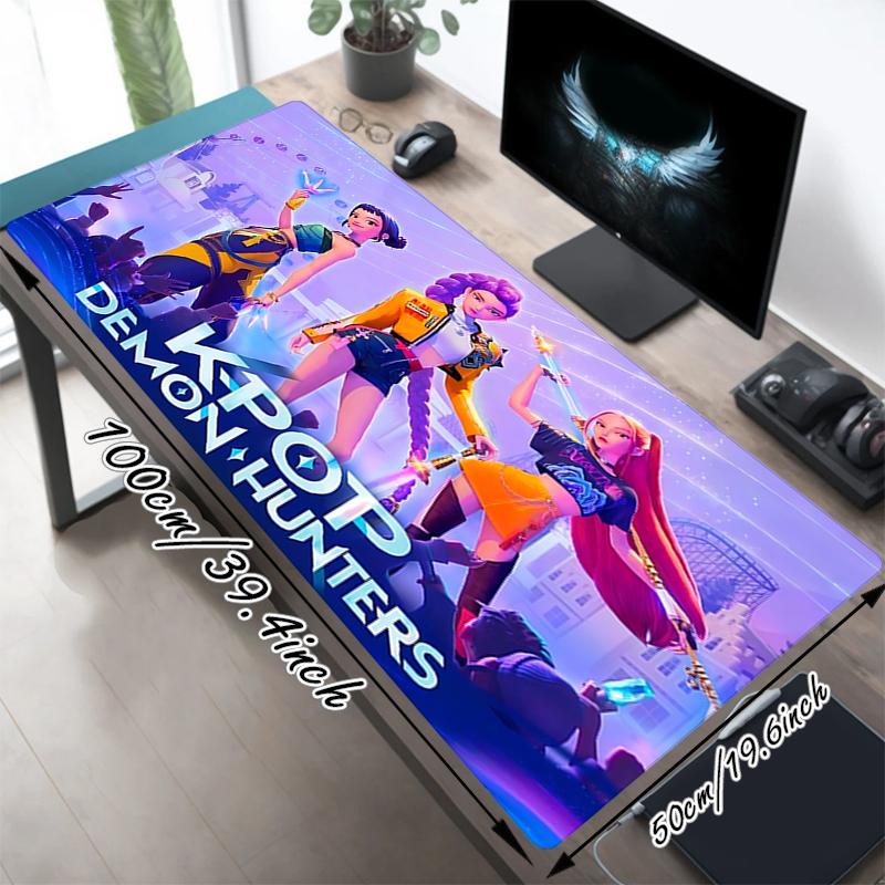 1Pc Kpop Demon Hunters Gaming Mouse Pad Keyboard Desk Mat Non-slip Rubber Lock Edge Waterproof Computer Mousepad for Office Home Decor Y1182