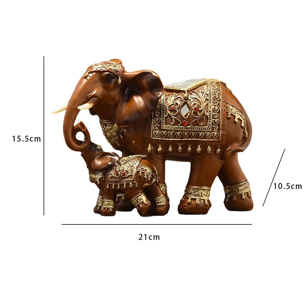 Elephant Family Statues Standing Figurines Multifunctional Tabletop Decoration Fengshui Ornament for Office Desktop Cute