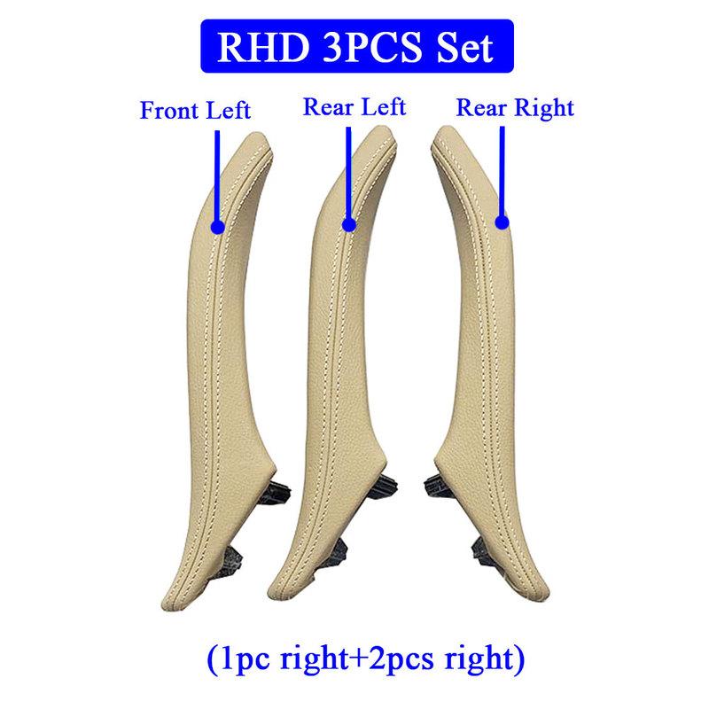 3PCS Left Right Door Handle Assembly Set Leather Door Pull Handle Replacement Trim For BMW 5 Series F10 F11 520 523 525 528