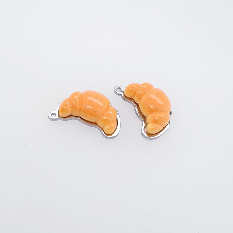 Surgical steel croissant bread pendant accessory