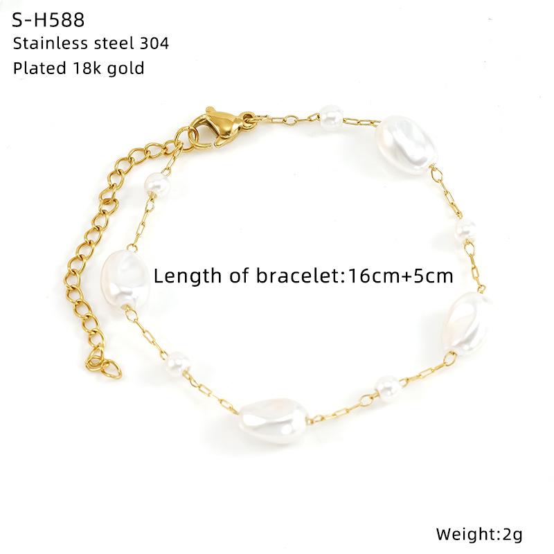 Titanium Steel Glazed Bead Pearl Bracelet, Sweet Crystal Natural Stone Colored Jewelry, High Sense Of Personality