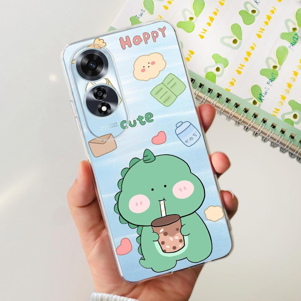 Coque de téléphone Mignonne Chat Astronaute Pour Oppo A60 OppoA60 A 60 Coque Arrière Pare-chocs Cool Dragon Dessin Animé Coque Transparente Oppo CPH2631 Capa