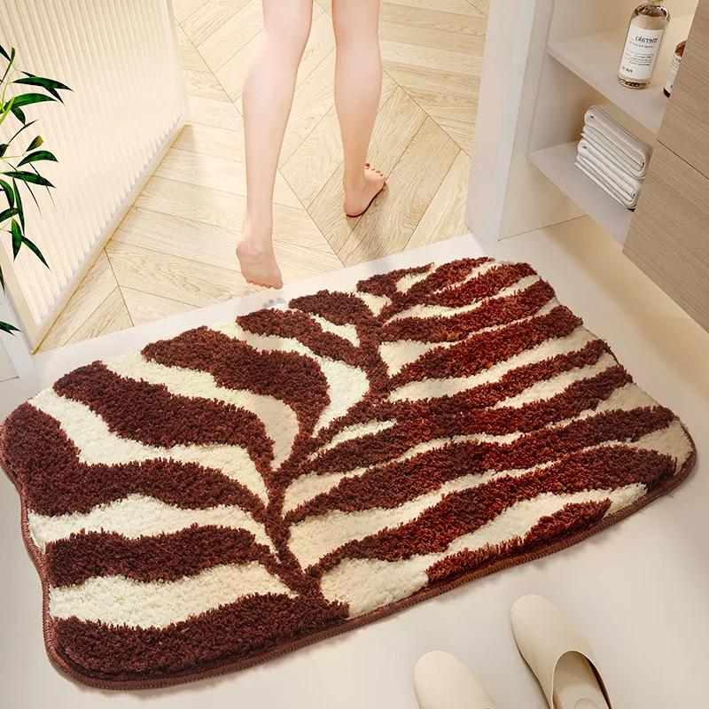 Colorful Tufted Bath Mat - Plush Microfiber, Fast Drying & High Absorbency, Non-Slip TPR Backing, Thick Bathroom Rug for Home