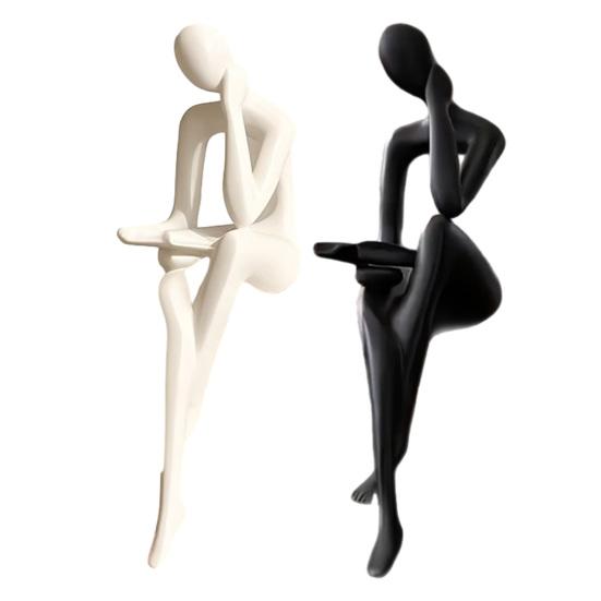 3D Printed Thinker Figurines Ornaments Minimalist Abstract Art Sculptures for Home Office Bookcase
