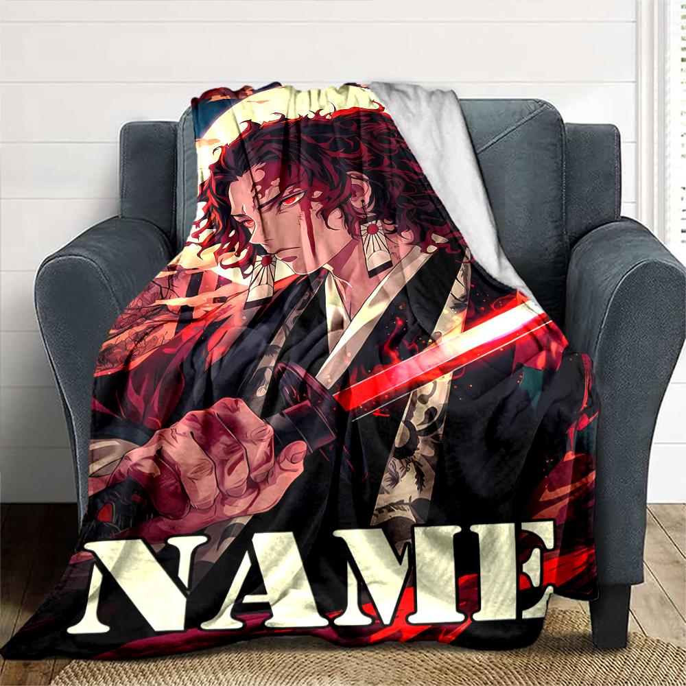 Customiz Name Personality Demon Slayer characters Blanket Soft &Warm Sofa Office Bed Travel Lunch Break Blanket, Gift Suitable All Seasons