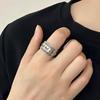 S925 Sterling Silver Guld & Silver Vajra Mantra Öppen Ring - Brett Band Retro Etnisk Stil för Män & Kvinnor.