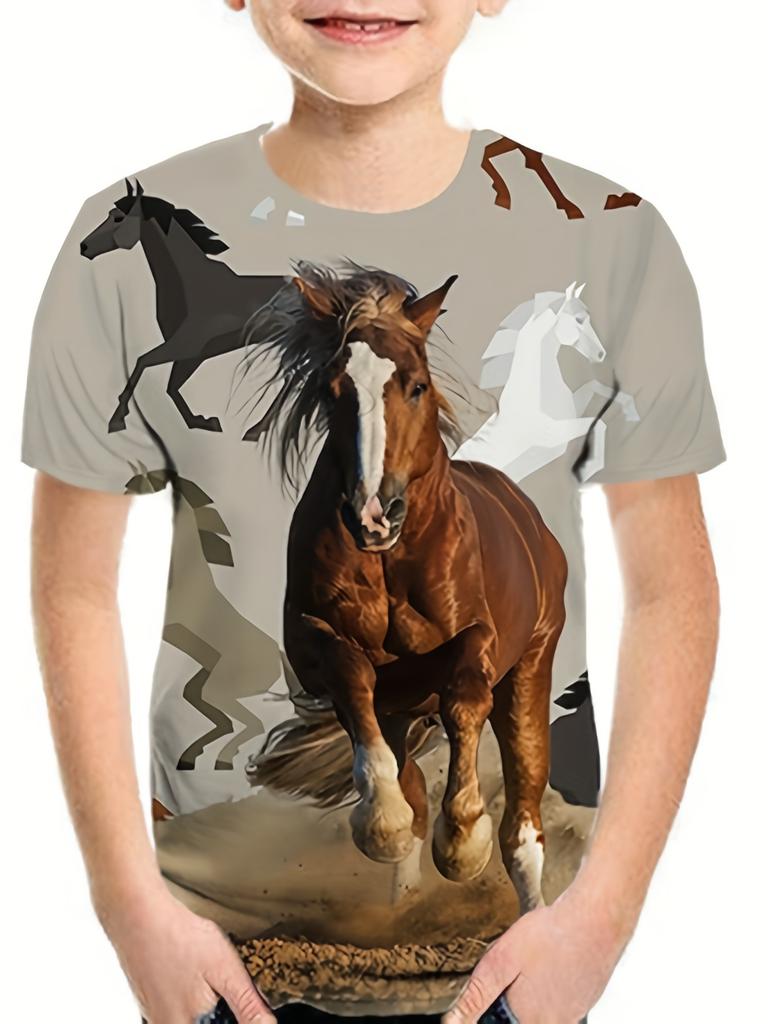 Dětské tričko Kůň na oblečení 3D potisk Trička Pro chlapce Topy Ležérní Letní Dětské oblečení Módní tričko Chlapecké Dívčí Trička Tričko