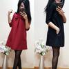 Elegant Cotton Blend Solid Color Dress With Sweet Bow Design For Stylish Commuters