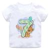 Unisex Childrens Cartoon Bear TShirt Short Sleeve round Neck Numbers 112 Years Old Kids Casual Fashion Clothing