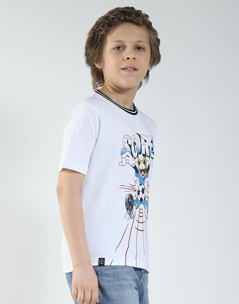 MONTE CARLO Boys Printed Round Neck T-Shirt_White 5-6 Years