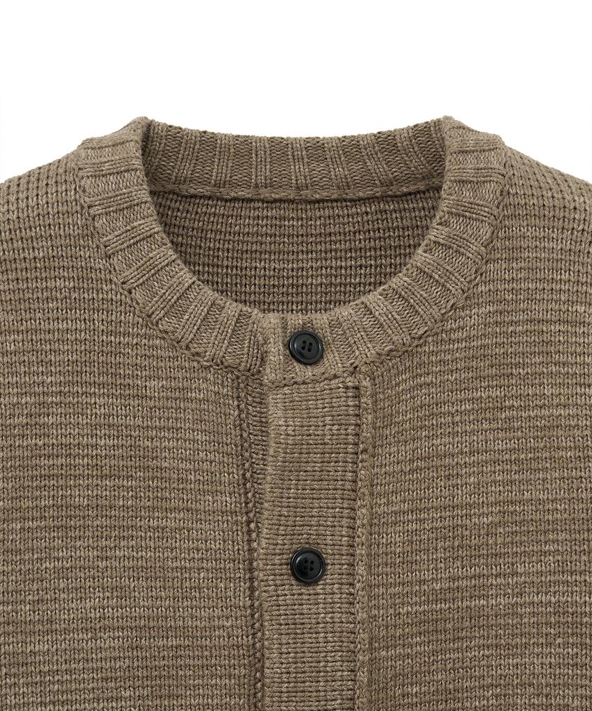Noirer Merino Wool Oversized Heavy Cardigan (Beige)