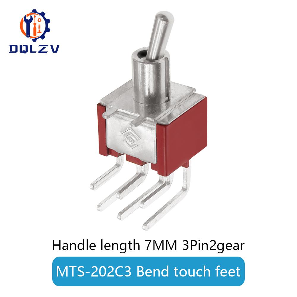 6MM Toggle Switch Bent Switch 2/3/10A 125/250V AC 2nd Gear 3rd Gear Toggle Switch 3/6Pin Side Bend Rocker Switch