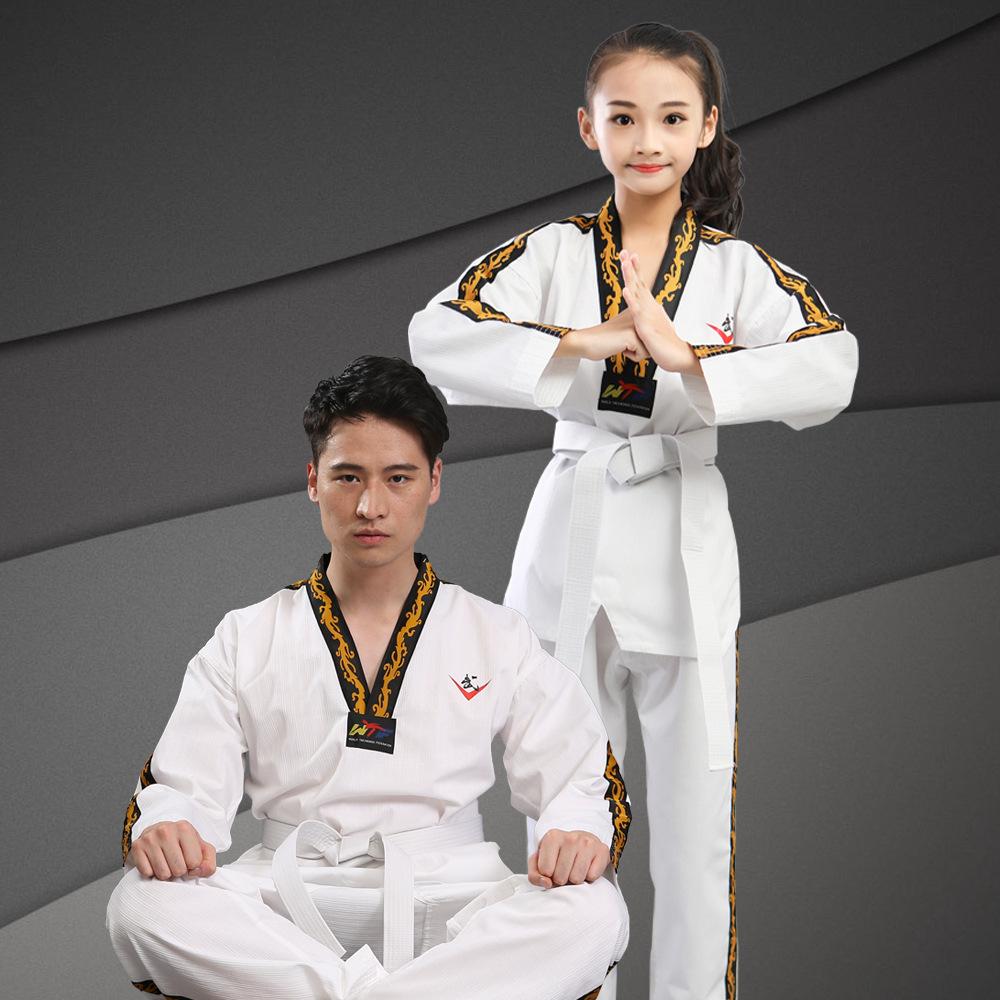 New Pattern Men's and Women's Taekwondo Clothing Long Sleeves Pure Cotton Taekwondo Clothing Training Clothing Wear-resistant