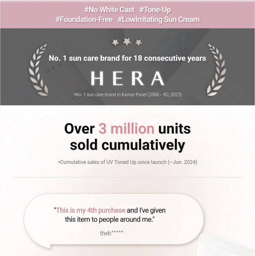 Hera UV-beskyttelse Tone-up SPF50+ PA++++ 50ml