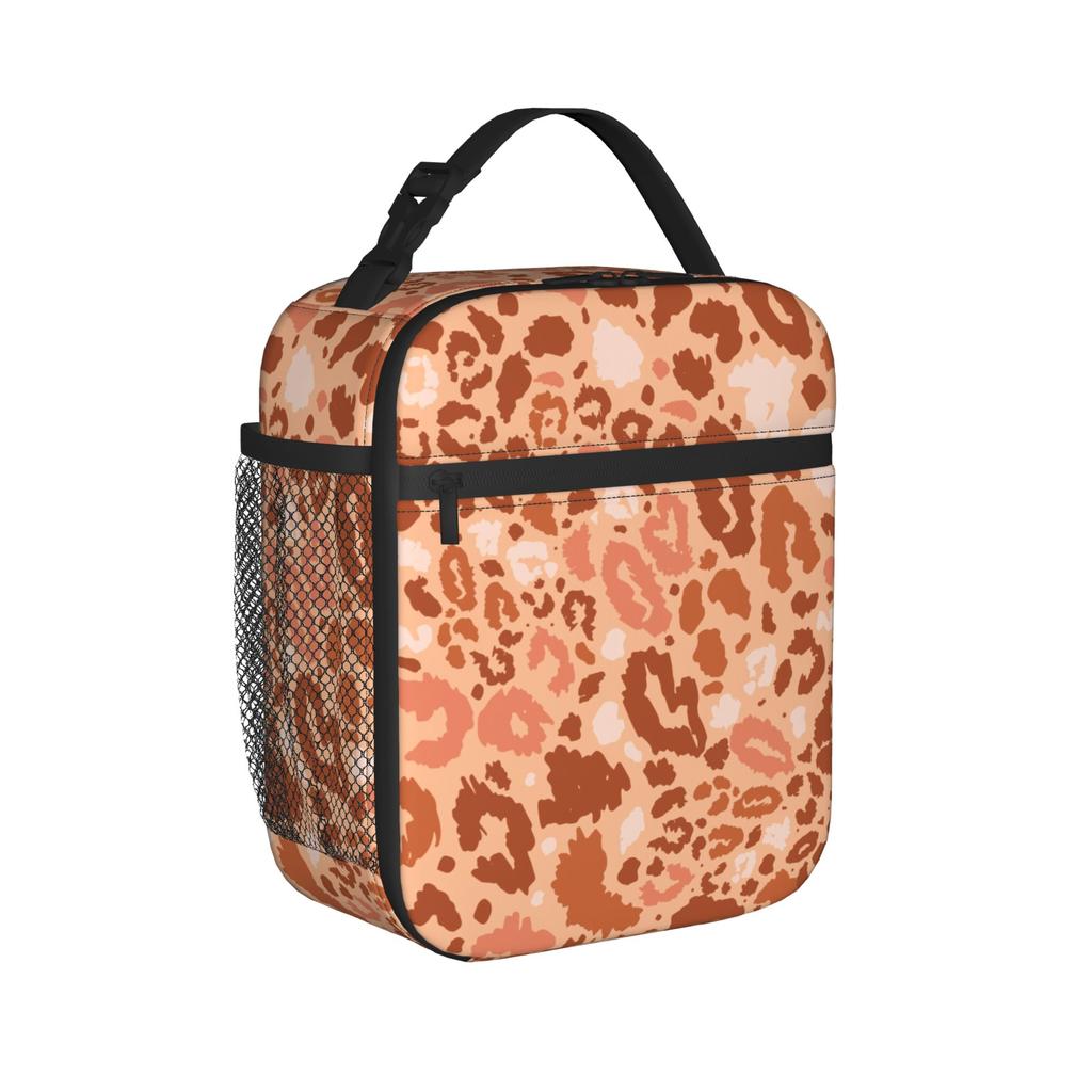 Animal Print Leopard Thermal Insulated Lunch Bag for Travel Reusable Bento Box Cooler Thermal Lunch Boxes