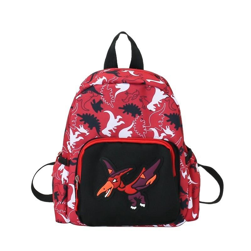 Stylish Breathable Nylon School Backpack With Cartoon Dinosaur Design For Kids