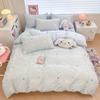 Cartoon Sanrio Kuromi Cinnamoroll Korean Version Sweet Lace Style Pure Cotton Bed Sheet Quilt Cover King Queen Three-Piece Set